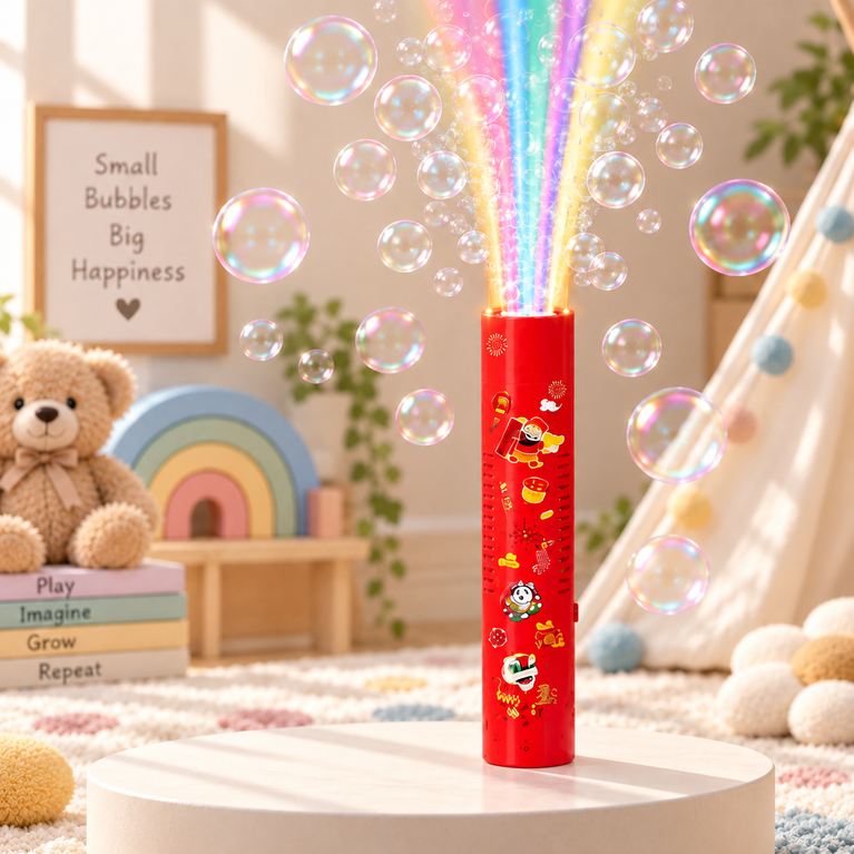 Rechargeable Bubble Tower Toy with LED Bubble Wands