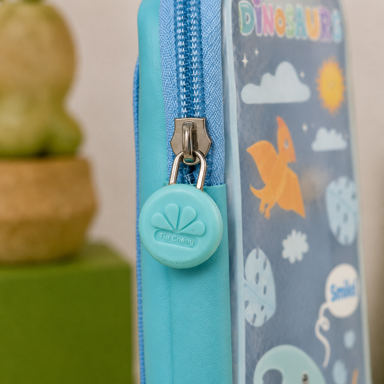 Dinosaur Pencil Case | Spacious Blue Stationery Organizer for School