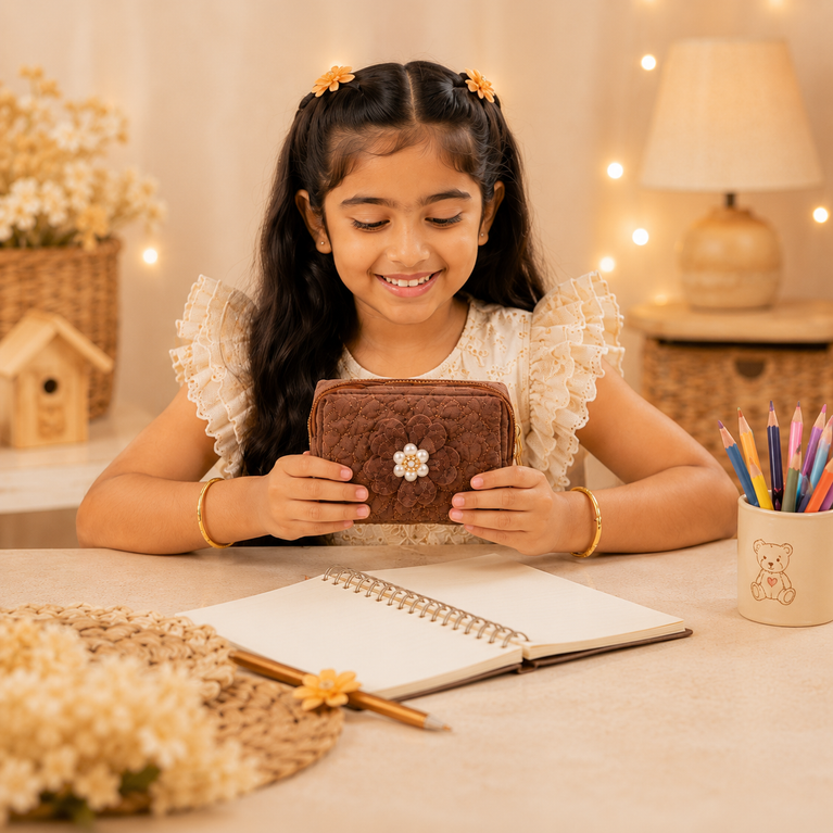 Floral Quilted Coin Purse Girls | Mini Zipper Wallet with Pearl Flower Charm, Keychain Ring | Cute Cash, Coin & Earbuds Pouch (Multi-Color)