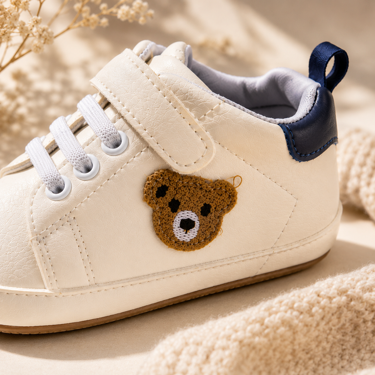 Tiny Steps Teddy Baby Sneakers – Soft Sole Velcro Walking Shoes for Infants & Toddlers