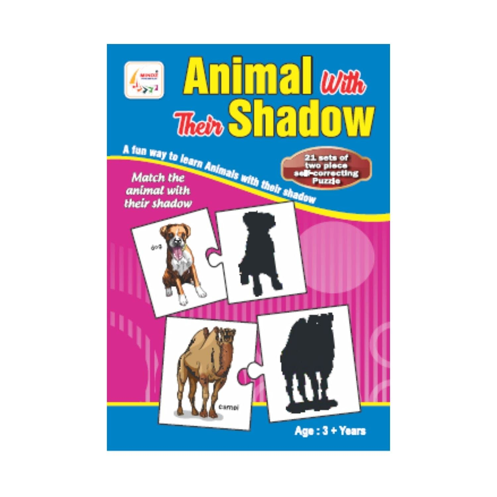 Animal with Their Shadow Puzzle Cards for Kids (Age 3+)