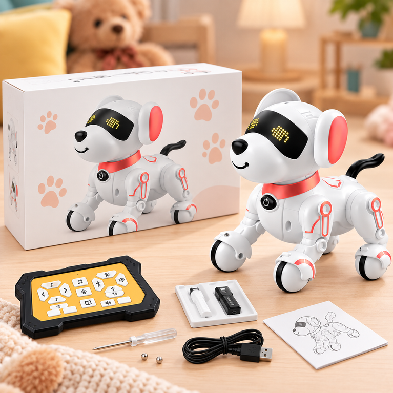 Interactive Robot Dog Toy with Music, Lights and Remote Control