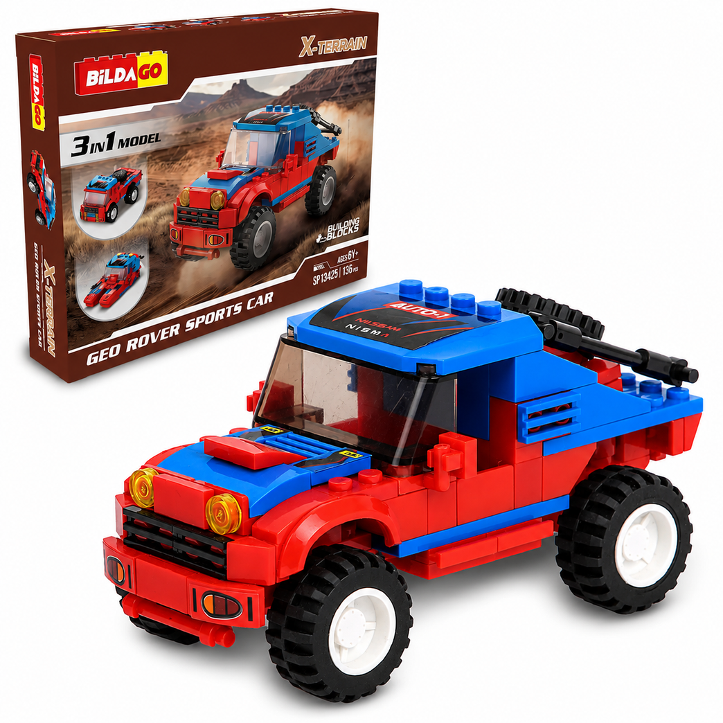 Bildago 3 in 1 X Terrain Geo Rover Sports Car 136 Pieces - SP13425