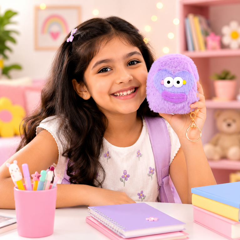 Cute Plush Mini Coin Purse Keychain for Kids