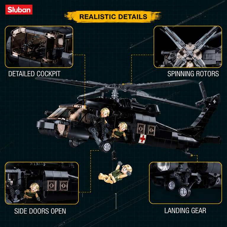 Military Rescue Helicopter Building Blocks Set – 692 Pieces Army Helicopter Construction Toy for Kids 8+ Years