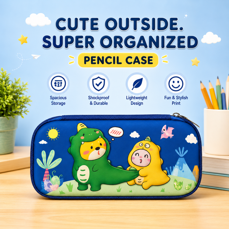 Kids Dinosaur Pencil Case – Hard Shell Large Capacity Stationery Organizer Box
