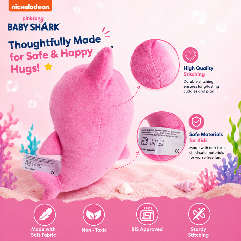 Pink Shark Plush Toy – Soft Ocean Animal Stuffed Toy for Kids