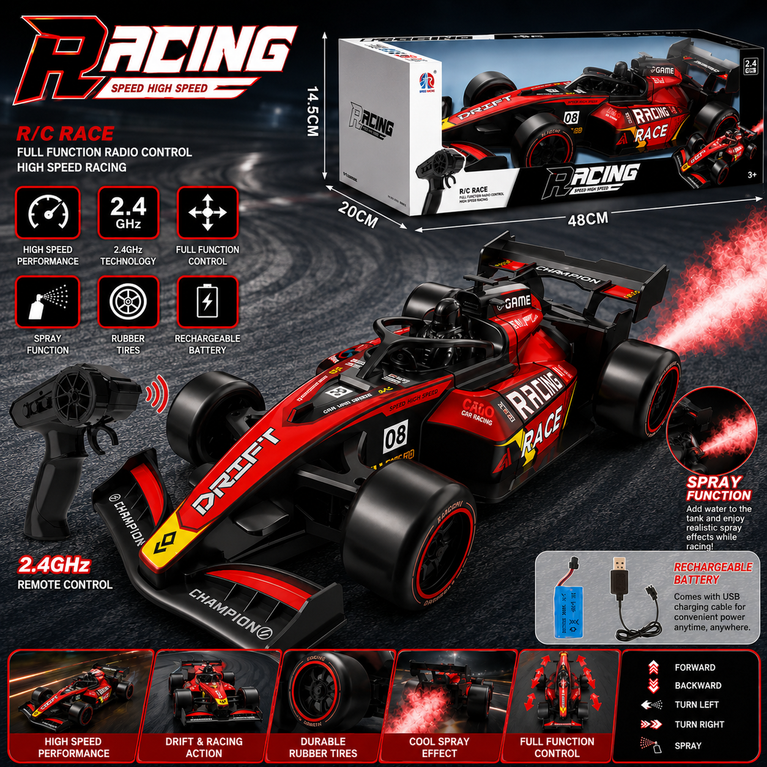 Race Champion 2.4GHz Remote Control Drift Formula Racing Car for Kids | High-Speed RC Car with Drift Tires | Ages 6+