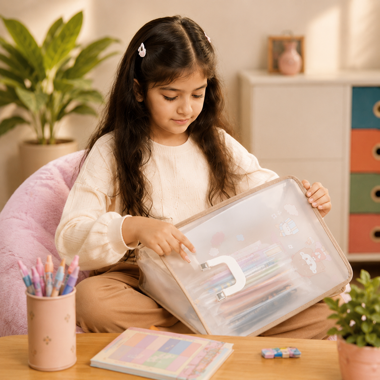 Plastic Document Carry Folder with Handle | A4 Expanding File Bag | Waterproof Portable Art School Organizer