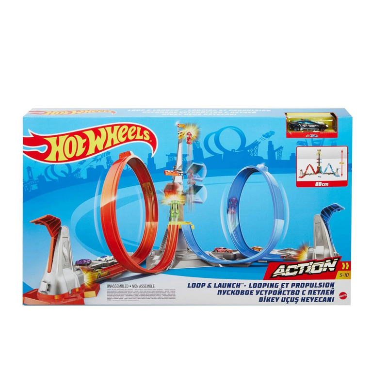 Hot Wheels Loop & Launch Track Set GRW39 With 1 Car - Multicolour