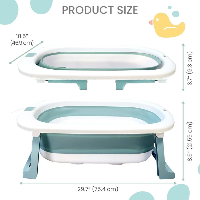 Premium Foldable Baby Bath Tub with Temperature Sensor & Soft Cushion Support | Portable Non-Toxic Infant Bathtub for Newborns & Toddlers (0–24 Months) | Space-Saving Baby Bathing Tub
