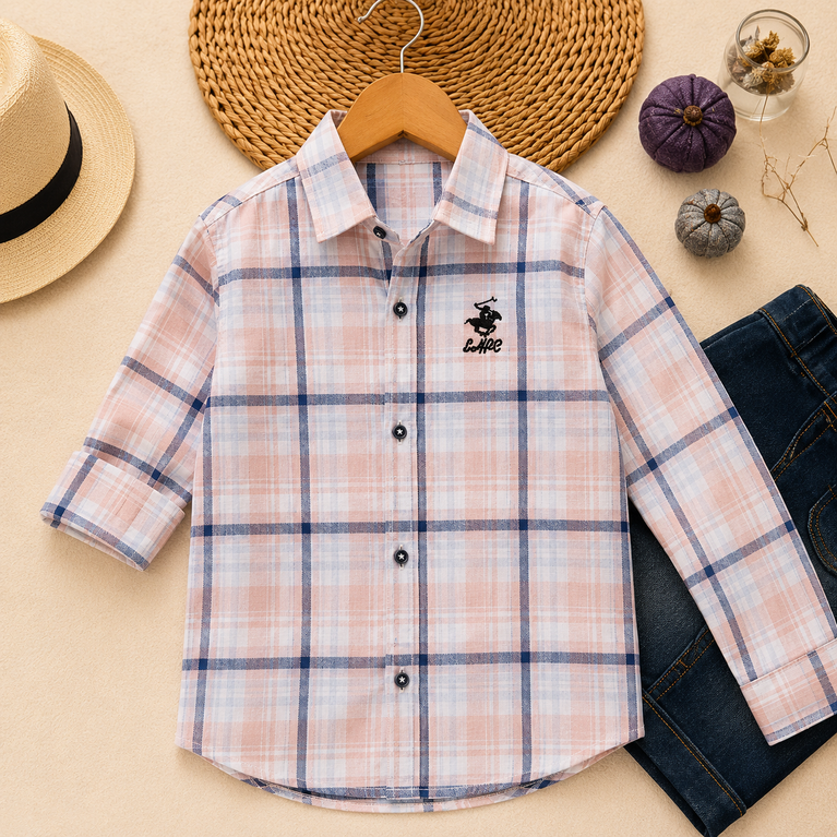 Premium Boys Pastel Checkered Full Sleeve Cotton Shirt