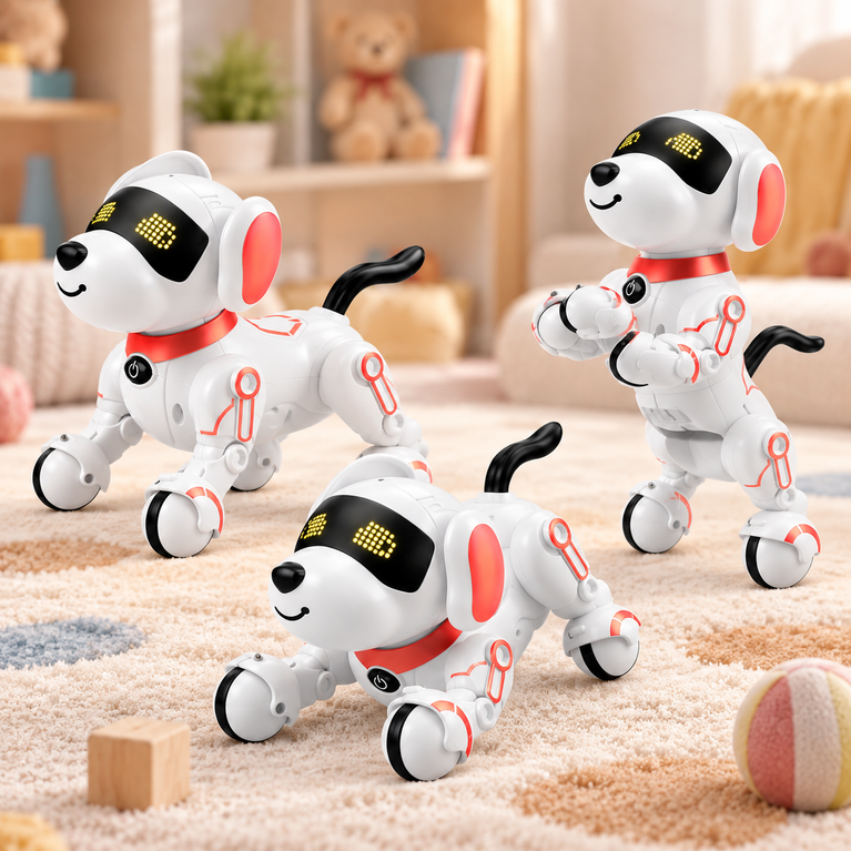 Interactive Robot Dog Toy with Music, Lights and Remote Control