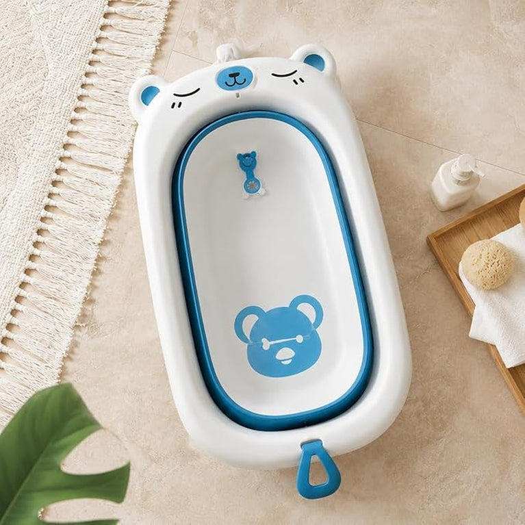 Premium Foldable Baby Bath Tub for Newborns & Toddlers (0–24 Months) | Portable Non-Toxic Infant Bathing Tub with Drain Plug & Anti-Slip Support | Easy Fold Travel Baby Bathtub