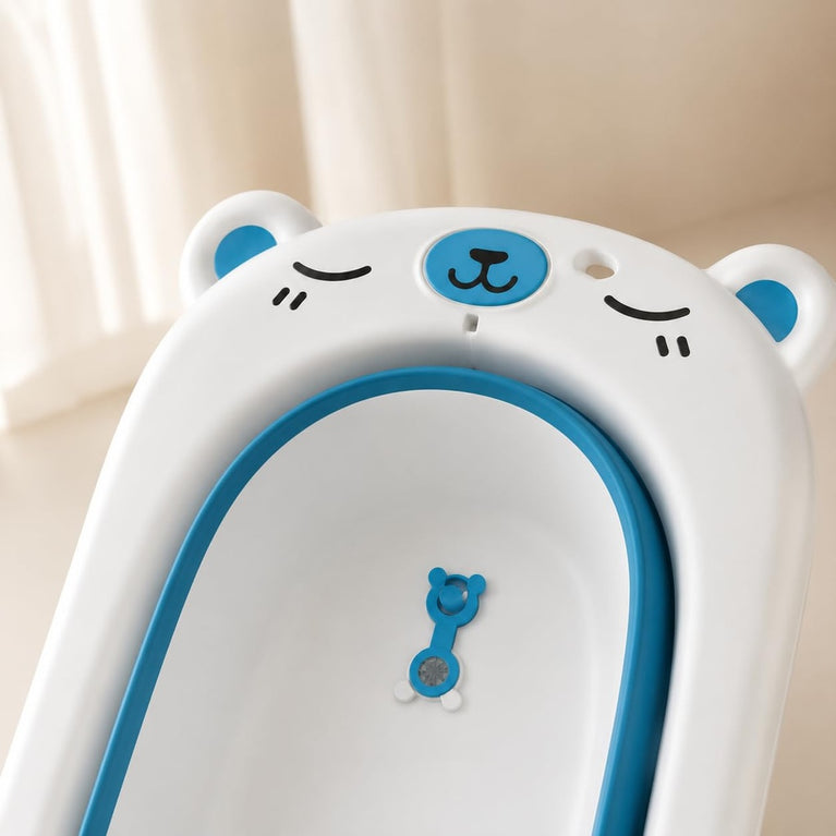 Premium Foldable Baby Bath Tub for Newborns & Toddlers (0–24 Months) | Portable Non-Toxic Infant Bathing Tub with Drain Plug & Anti-Slip Support | Easy Fold Travel Baby Bathtub