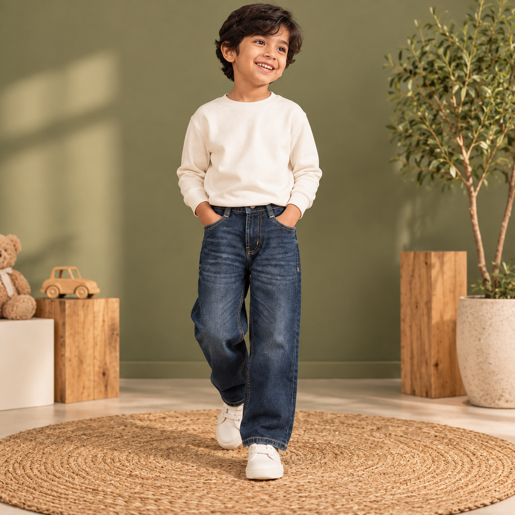 Dark Blue Denim Jeans | Classic Straight Fit Kids Jeans