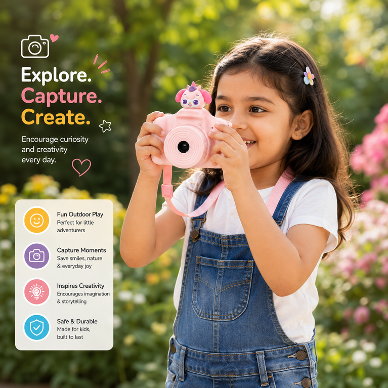 Kids Photo-Talking Digital Camera with Voice Recording & Story Playback – Cute Cartoon Children's Camera Toy