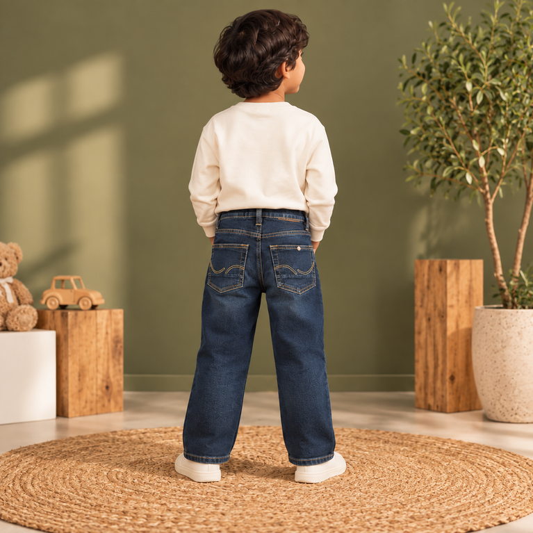 Dark Blue Denim Jeans | Classic Straight Fit Kids Jeans