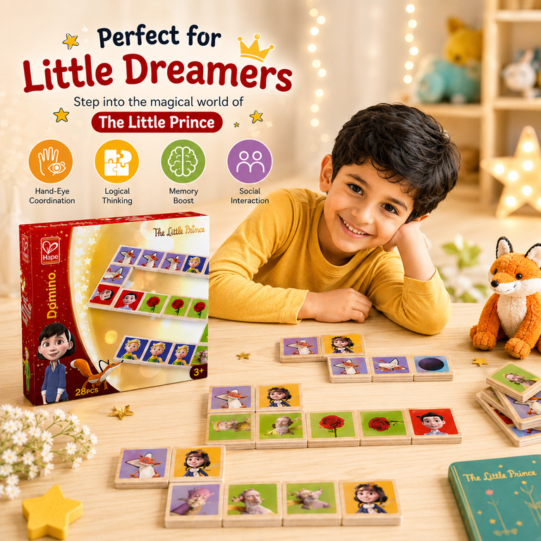 The Little Prince Wooden Domino Matching Game – 28 Pieces Educational Memory & Logic Toy for Kids Age 3+ | Picture Matching Puzzle Board Game