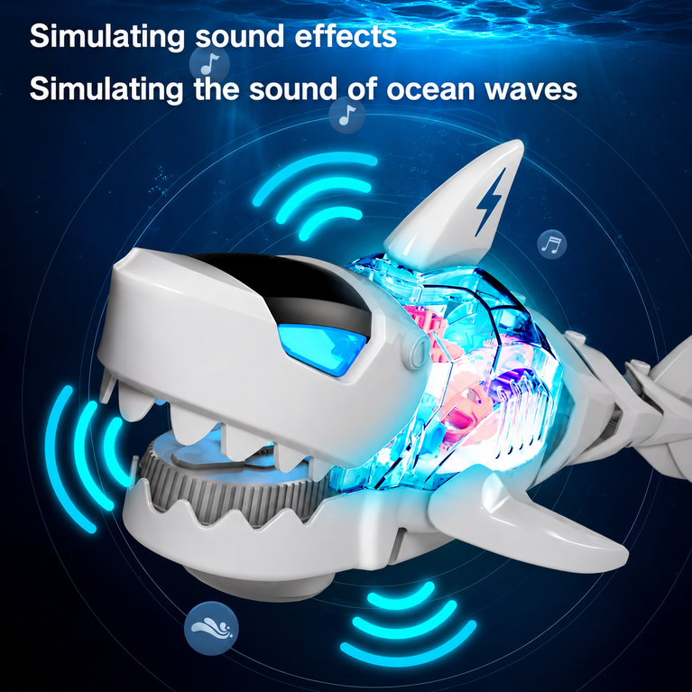 Gear Robot Shark Toy with Lights & Sounds – Rotating Gear Action Shark for Kids