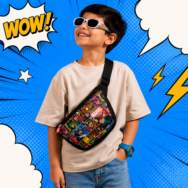 Marvel Superheroes Waist Bag for Kids | Avengers Comic Print Adjustable Fanny Pack