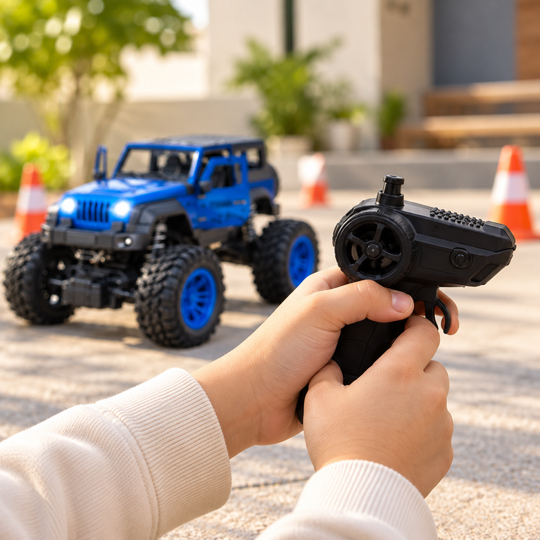 RC Off-Road Jeep with LED Lights, Shock Absorbers and USB Charging