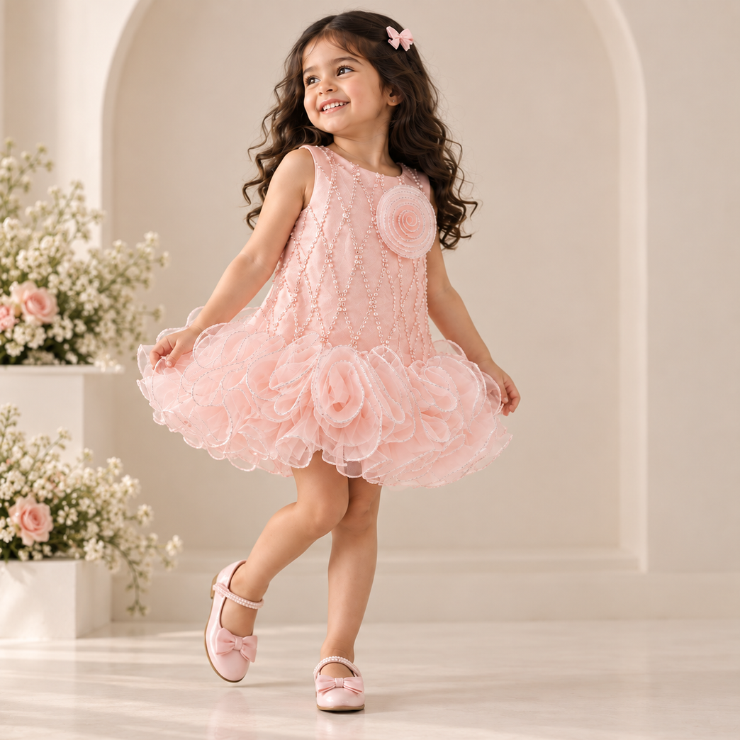 3D Floral Party Dress | Elegant Sleeveless Dress