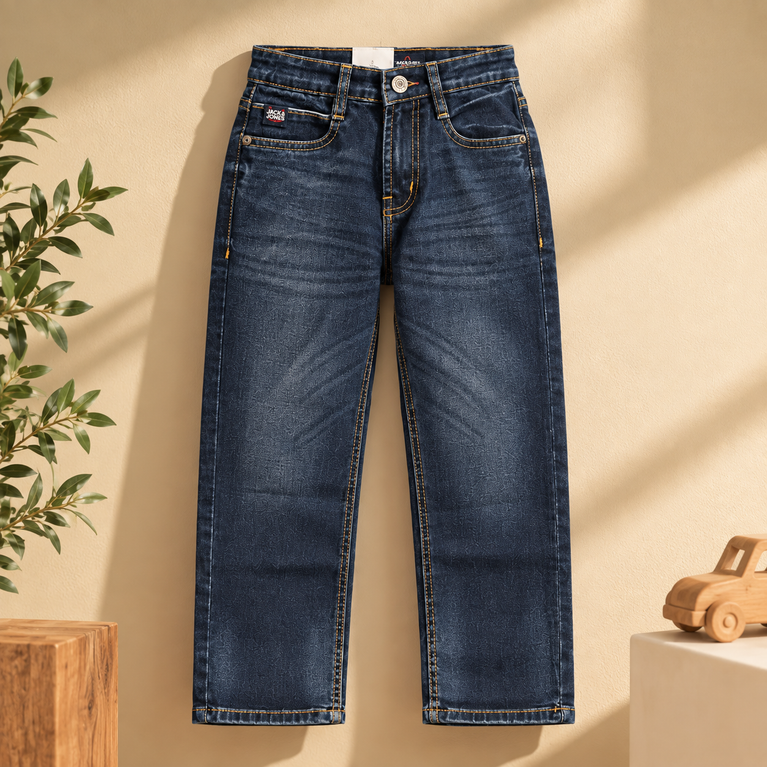 Dark Blue Denim Jeans | Classic Straight Fit Kids Jeans