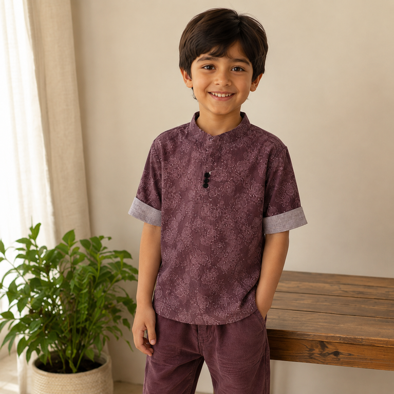 Printed Kurta Style Shirt & Pants Set