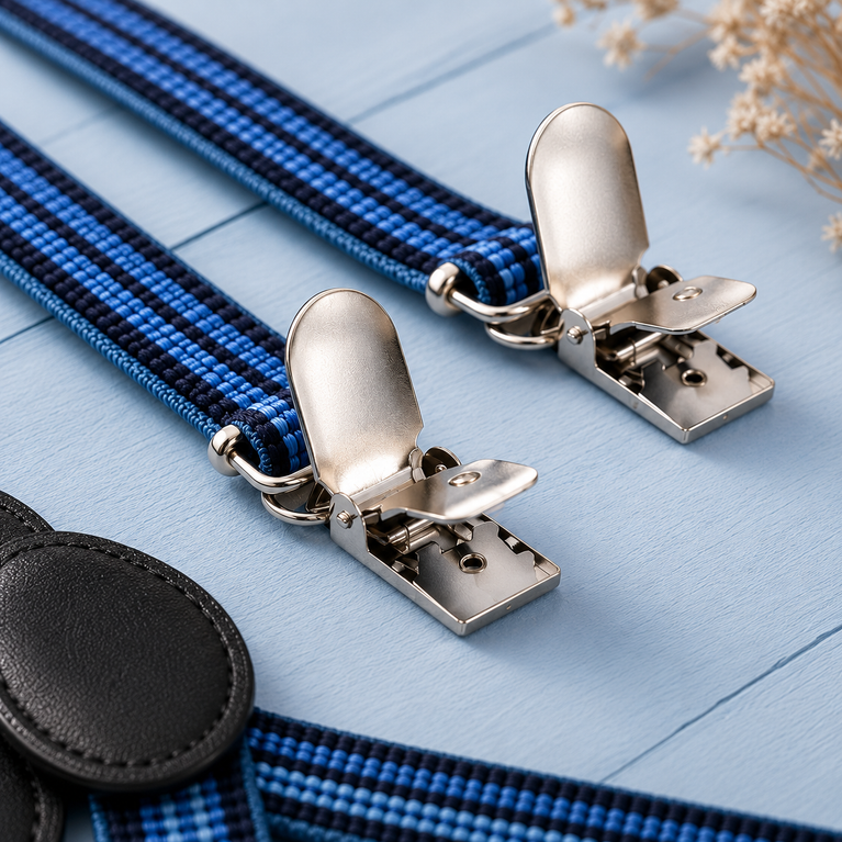 Premium Kids Blue Adjustable Y-Back Suspenders – Classic Elastic Braces for Boys & Girls