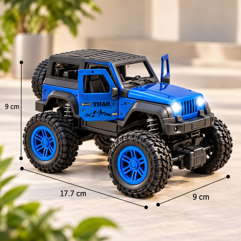 RC Off-Road Jeep with LED Lights, Shock Absorbers and USB Charging