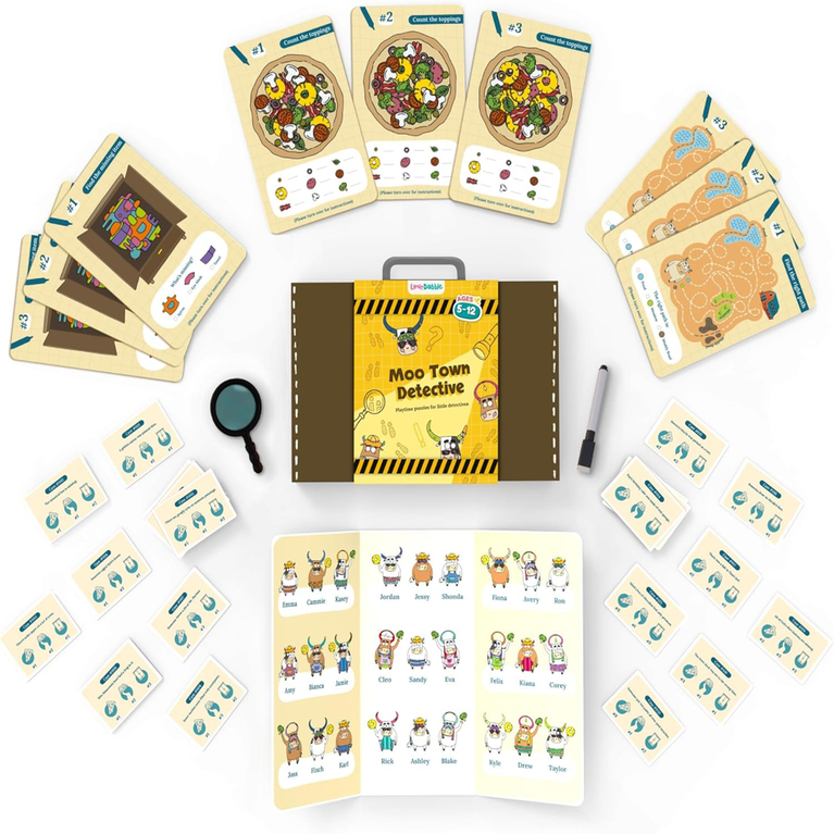 Moo Town Detective Puzzle Kit for Kids (Ages 5–12) | Interactive Mystery Game & Brain Teaser Activity Set | Educational STEM Learning Toy