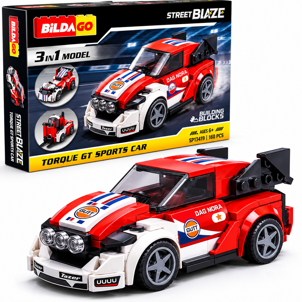 Bildago 3-in-1 Street Blaze Torque GT Sports Car Building Blocks Toy Set for Kids – Racing Car Construction Kit