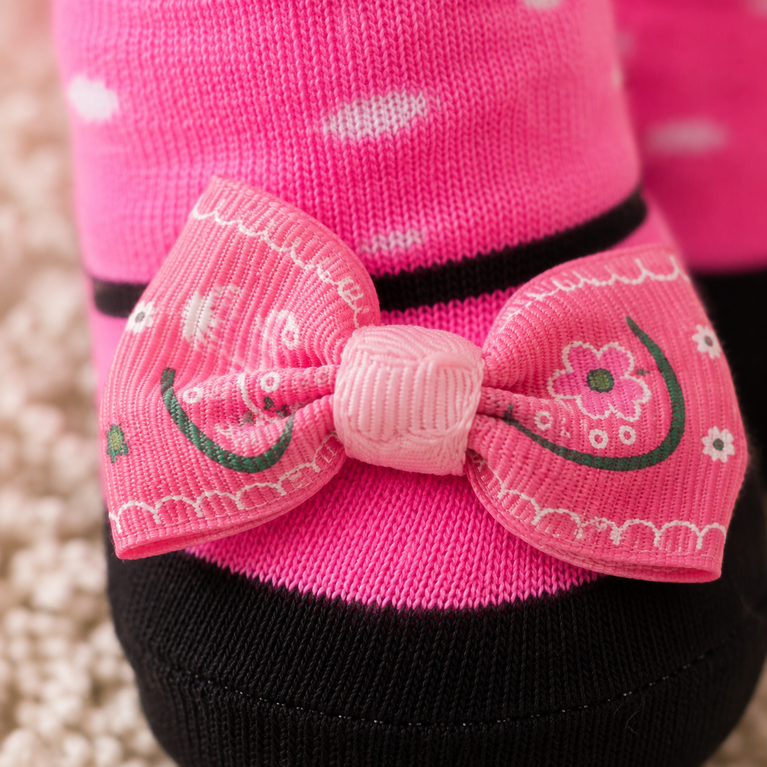 Baby Girls Pink Bow Socks with Matching Headband | Newborn Gift Set