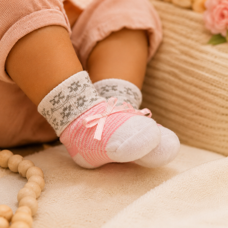 Baby Girls 6-Piece Headband & Sock Gift Set | 3 Headbands + 3 Pairs of Socks