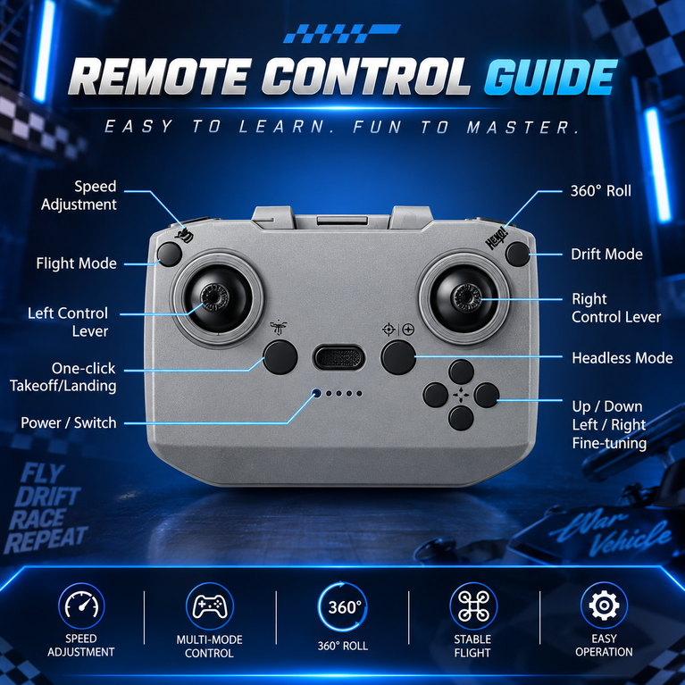 RC Drift Car with Aerial Flight Mode and 360° Roll