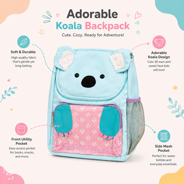 Koala Backpack | Toddler School Bag with 3D Ears