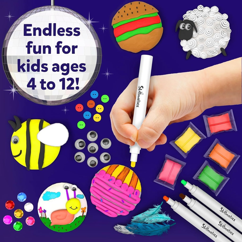 Skillmatics Disc-O Art Mess-Free Ceramic Disc Painting &amp; Craft Kit for Kids | 8 Ceramic Discs with Drip-Free Paint Markers &amp; Decorations | Ages 4–12 Years