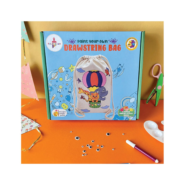 KALAKARAM Paint Your Own Drawstring Bag DIY Art &amp; Craft Kit for Kids | Creative Painting Activity Set