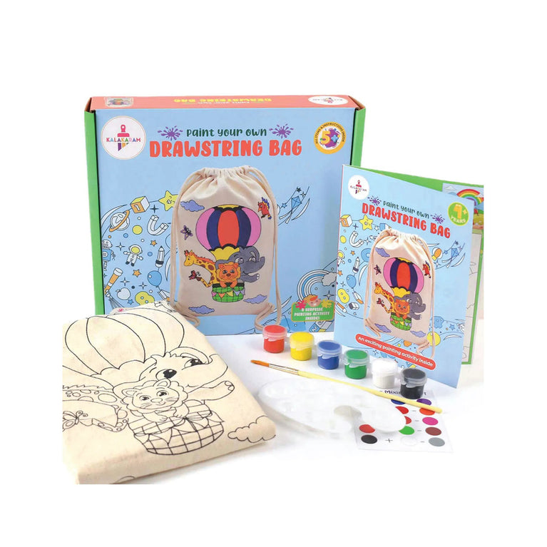 KALAKARAM Paint Your Own Drawstring Bag DIY Art &amp; Craft Kit for Kids | Creative Painting Activity Set