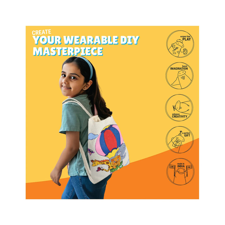 KALAKARAM Paint Your Own Drawstring Bag DIY Art &amp; Craft Kit for Kids | Creative Painting Activity Set
