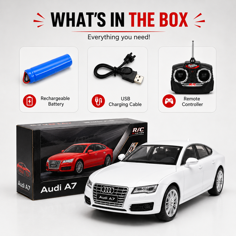 Audi A7 RC Remote Control Car for Kids | Rechargeable Battery | LED Lights | 2.4GHz Wireless Remote