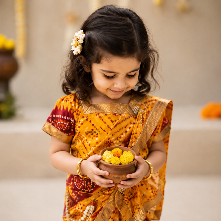 Yellow Bandhani Ethnic Outfit | Festive Traditional Wear Radha Dess
