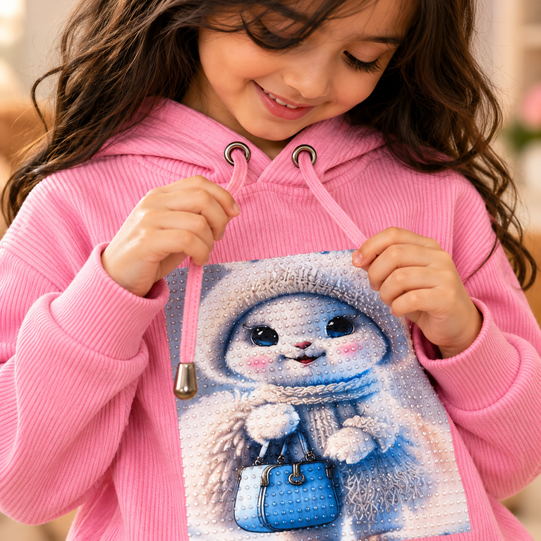 Pink Cat Print Hoodie & Cargo Pants Co-Ord Set | Kids Winter Outfit