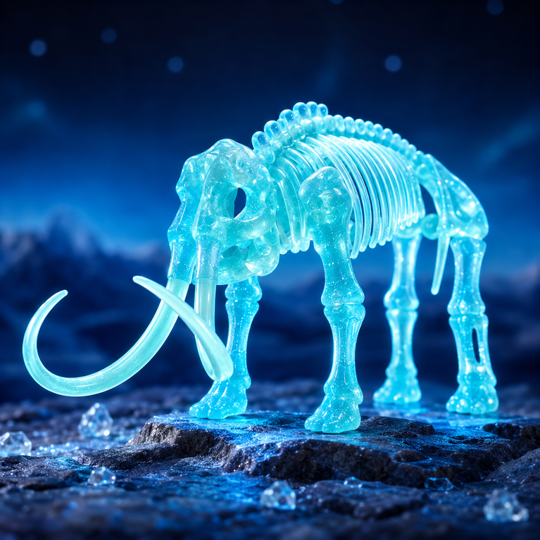 Glow-in-the-Dark Mammoth Skeleton STEM Assembly Kit for Kids (12 Pieces)