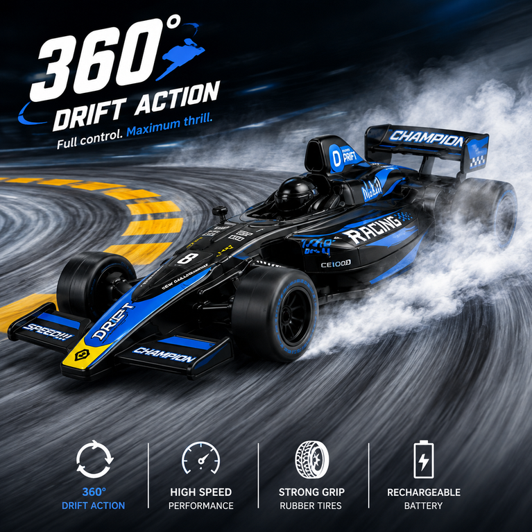 Race Champion 2.4GHz Remote Control Drift Formula Racing Car for Kids | High-Speed RC Car with Drift Tires | Ages 6+