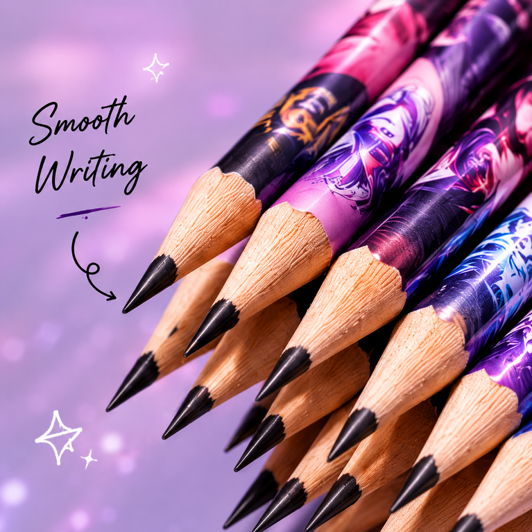Anime Warrior 12 PCS HB Pencil Set with Sharpener & Eraser for Kids | Premium Smooth Writing School Stationery Kit