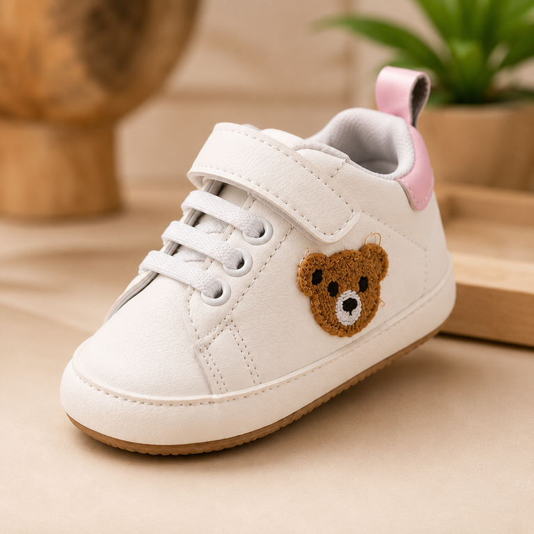 Tiny Steps Teddy Baby Sneakers – Soft Sole Velcro Walking Shoes for Infants & Toddlers