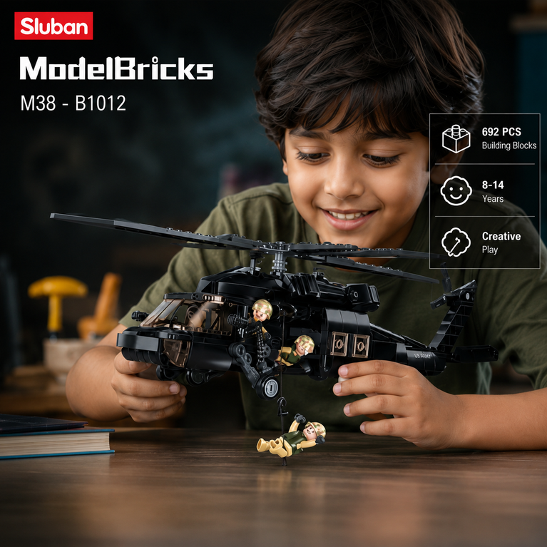 Military Rescue Helicopter Building Blocks Set – 692 Pieces Army Helicopter Construction Toy for Kids 8+ Years