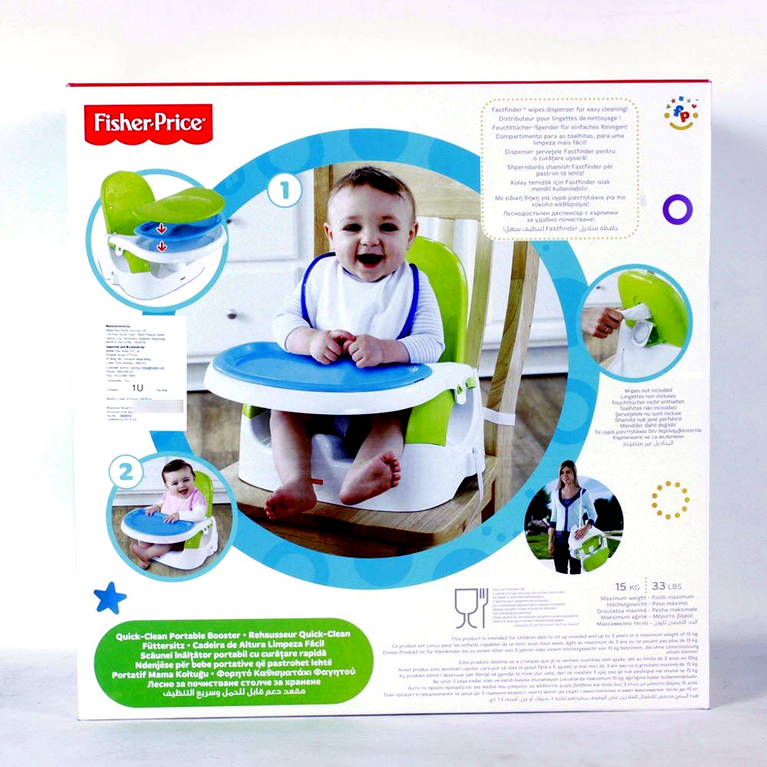 Fisher-Price Portable Baby Booster Seat with Tray | Foldable Feeding Chair for Toddlers | Travel-Friendly Baby Feeding Seat